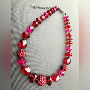 Elegant Red and Cherry Beaded Necklace